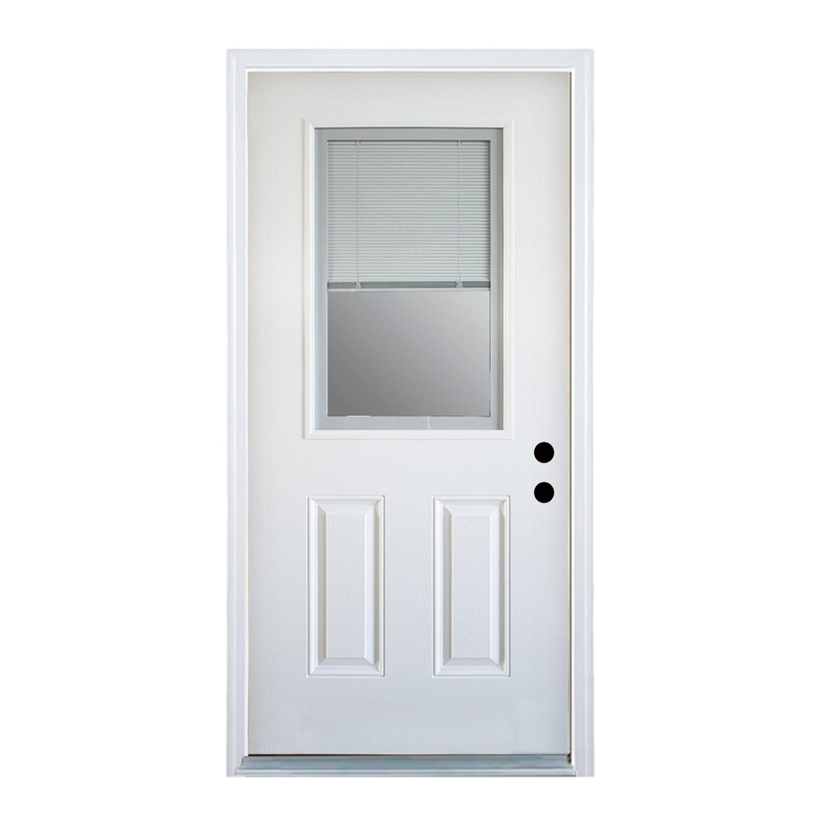 Terran Time Fiberglass Entry Door with Brickmould, Blinds, High Quality Vinyl Frame, Primed Wooden Grain K017-36BWL