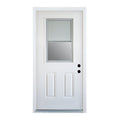 Terran Time Fiberglass Entry Door with Brickmould, Blinds, High Quality Vinyl Frame, Primed Wooden Grain K017-36BWL