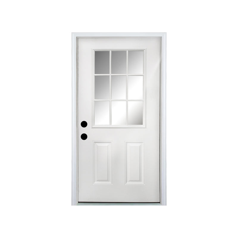 Visco Traditional | 9-Lite Woodgrain Fiberglass Entry Door with Low-E Glass