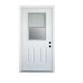 Terran Time Fiberglass Entry Door with Brickmould, Blinds, High Quality Vinyl Frame, Primed Wooden Grain K017-36BWL