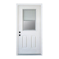 Terran Time Fiberglass Entry Door with Brickmould, Blinds, High Quality Vinyl Frame, Primed Wooden Grain K017-36BWL