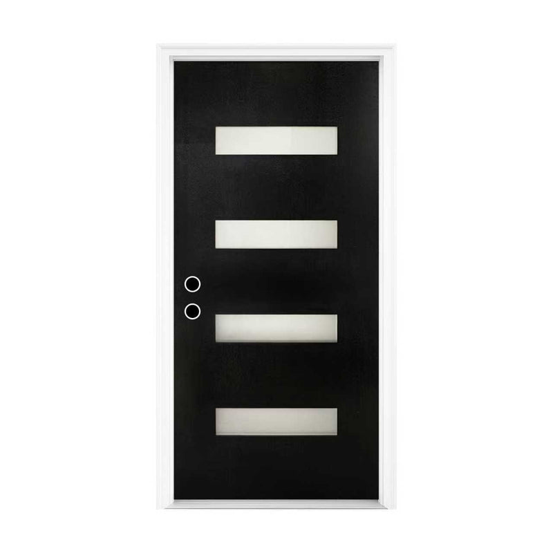 Visco Architectural | Pre-Hung Fiberglass Entry Door with Brickmould & Frosted Glass