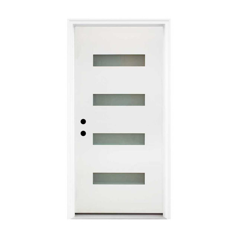 Visco Contemporary | 4-Lite Smooth Fiberglass Entry Door with Frosted Glass